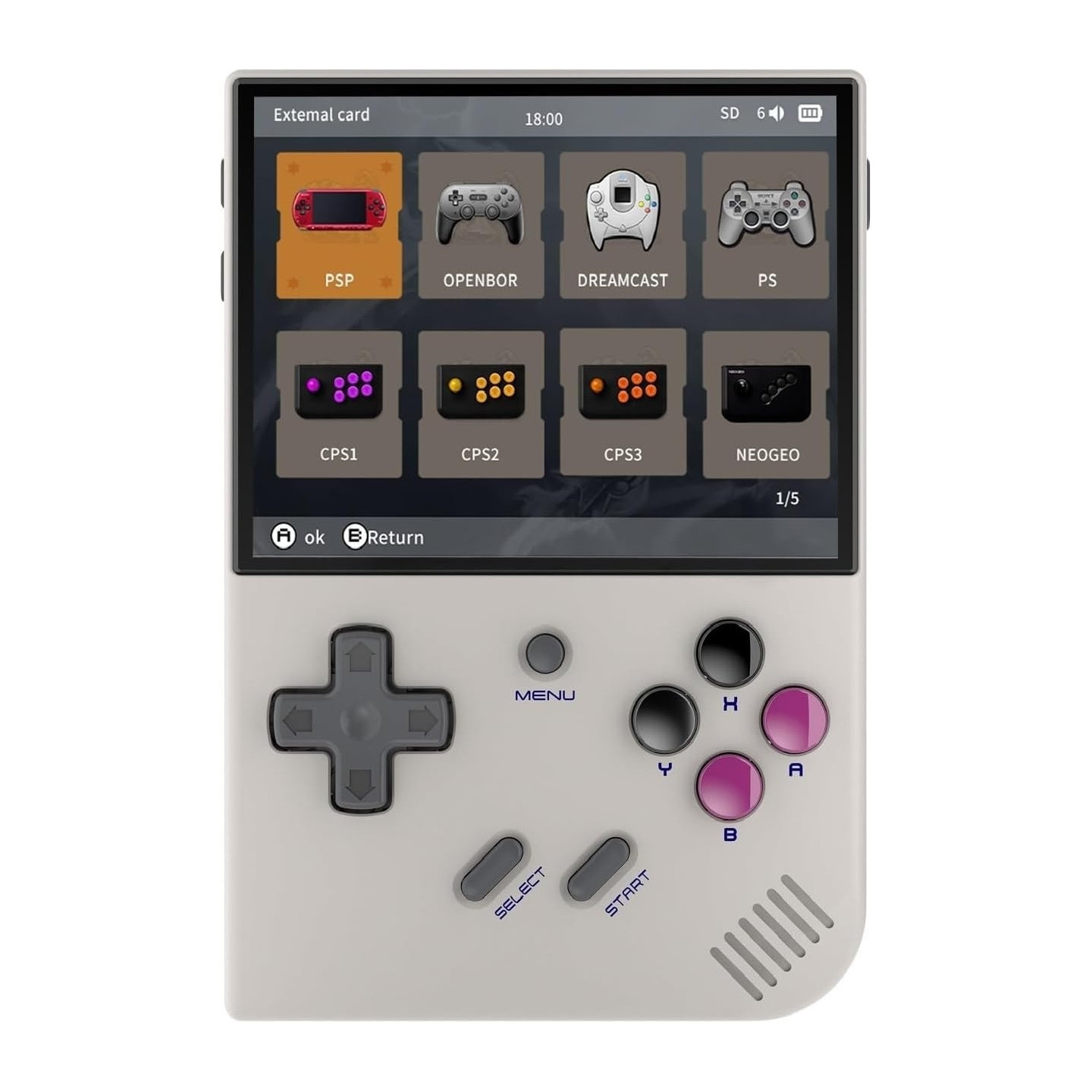 ANBERNIC RG35XX PLUS Console De Jeu Portable 3,5 Pouces IPS Support D Hdmi Tv 64 Go Gris R%c3%a9tr