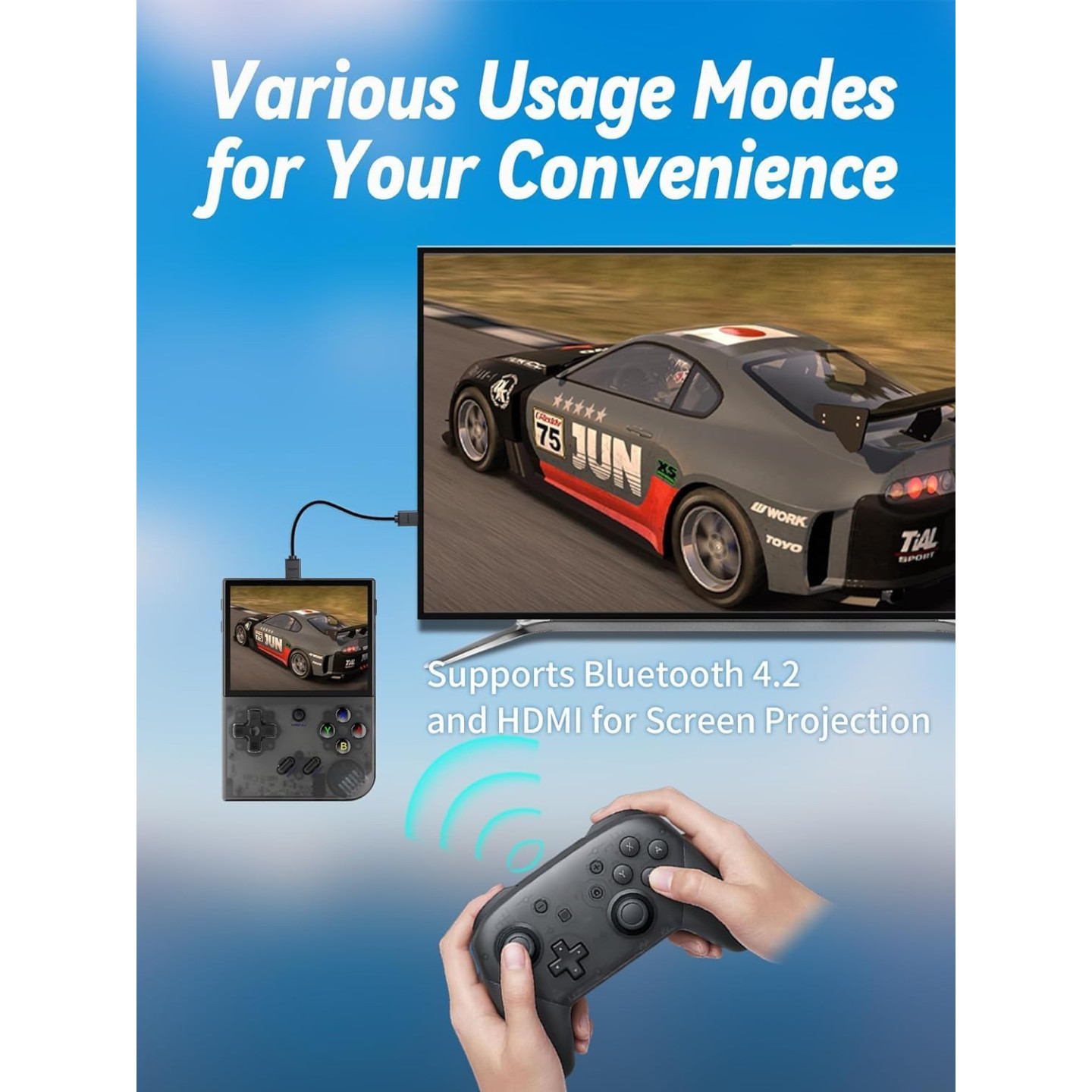 RG35XX Plus Console de Jeu Portable, système Linux avec écran IPS de 3,5 , avec 5500 Jeux Classiques et Carte 64 Go, Prend en Charge la Manette de Jeu sans Fil 2,4